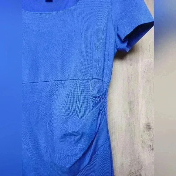 DIANE VON FURSTENBERG DVF Bevina Dress Blue Pencil Sheath Ruched $348 Size 8 - Picture 7 of 13